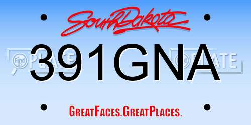 391GNA South Dakota License Plate