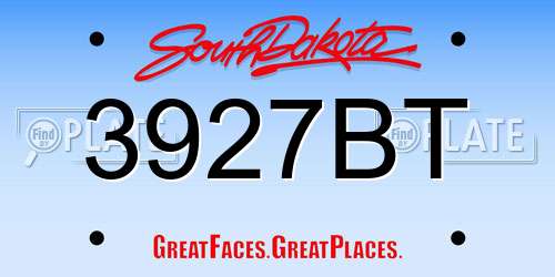 3927BT South Dakota License Plate