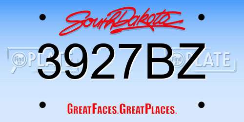 3927BZ South Dakota License Plate