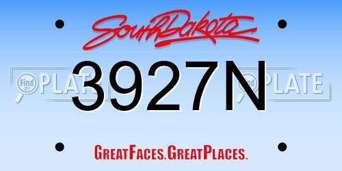 3927N South Dakota License Plate