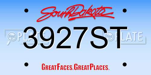 3927ST South Dakota License Plate