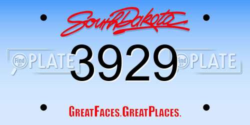 3929 South Dakota License Plate