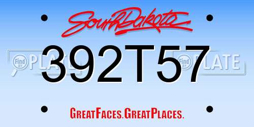 392T57 South Dakota License Plate