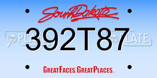 392T87 South Dakota License Plate