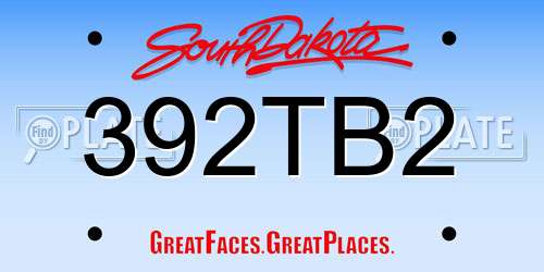 392TB2 South Dakota License Plate