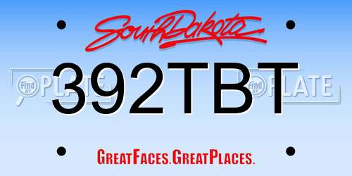 392TBT South Dakota License Plate