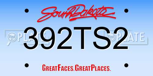 392TS2 South Dakota License Plate
