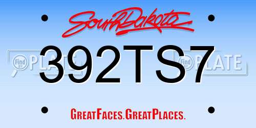392TS7 South Dakota License Plate