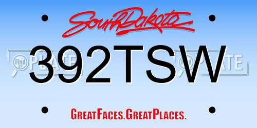 392TSW South Dakota License Plate