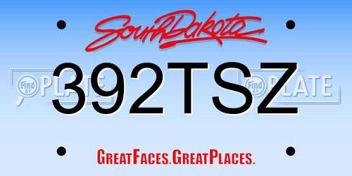 392TSZ South Dakota License Plate