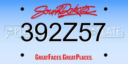 392Z57 South Dakota License Plate