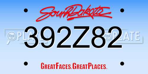 392Z82 South Dakota License Plate