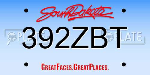 392ZBT South Dakota License Plate