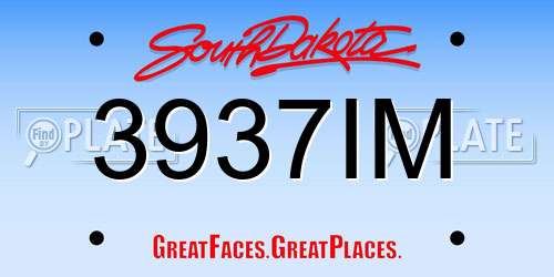 3937IM South Dakota License Plate