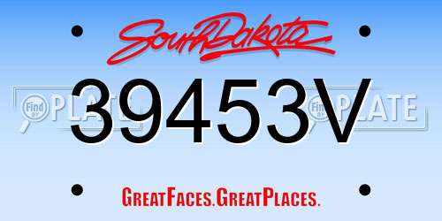 39453V South Dakota License Plate
