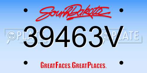 39463V South Dakota License Plate