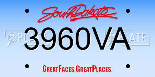 3960VA South Dakota License Plate