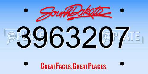 3963207 South Dakota License Plate