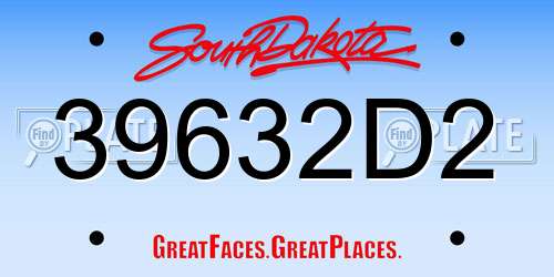 39632D2 South Dakota License Plate
