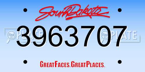 3963707 South Dakota License Plate