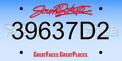 39637D2 South Dakota License Plate