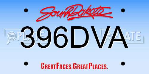 396DVA South Dakota License Plate