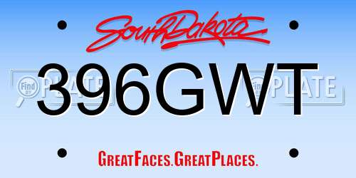 396GWT South Dakota License Plate