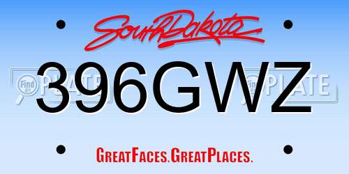 396GWZ South Dakota License Plate