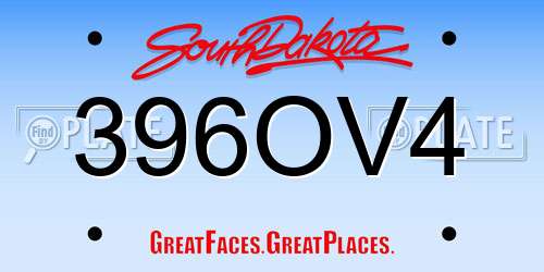 396OV4 South Dakota License Plate