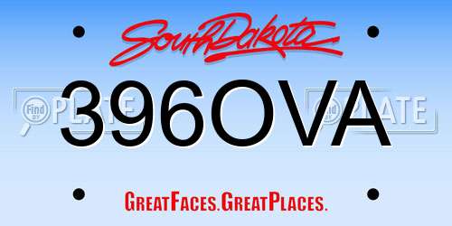 396OVA South Dakota License Plate