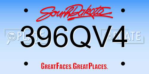 396QV4 South Dakota License Plate