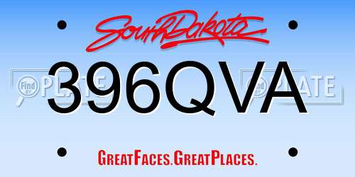 396QVA South Dakota License Plate
