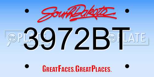 3972BT South Dakota License Plate