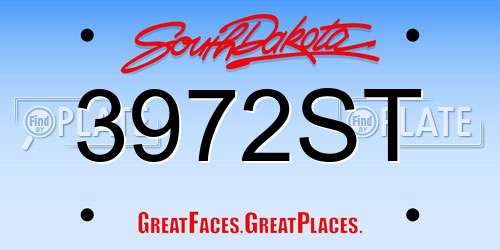 3972ST South Dakota License Plate