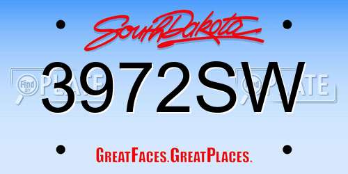 3972SW South Dakota License Plate