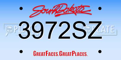 3972SZ South Dakota License Plate