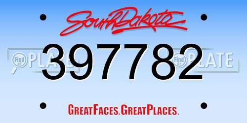 397782 South Dakota License Plate