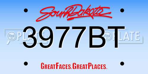 3977BT South Dakota License Plate