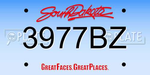 3977BZ South Dakota License Plate