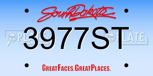 3977ST South Dakota License Plate