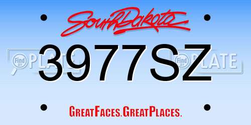 3977SZ South Dakota License Plate