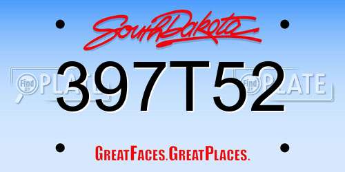 397T52 South Dakota License Plate