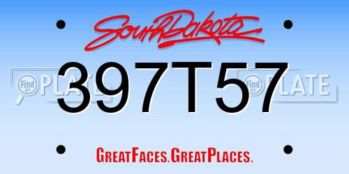 397T57 South Dakota License Plate