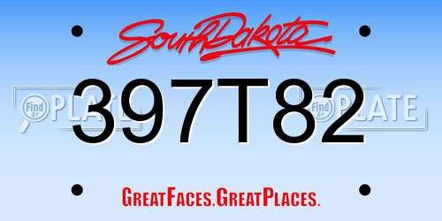 397T82 South Dakota License Plate