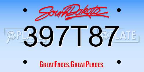 397T87 South Dakota License Plate