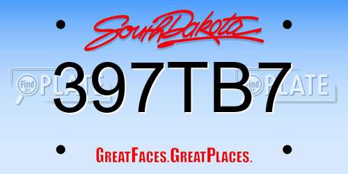 397TB7 South Dakota License Plate