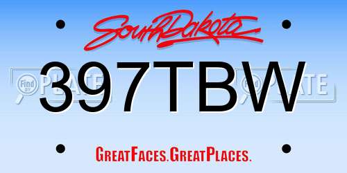 397TBW South Dakota License Plate