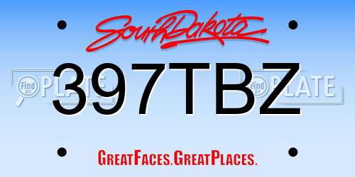 397TBZ South Dakota License Plate