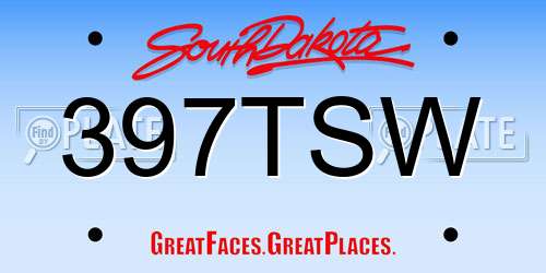 397TSW South Dakota License Plate