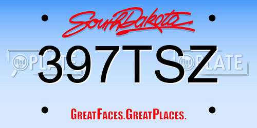 397TSZ South Dakota License Plate